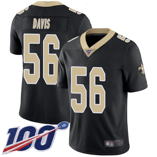 Men New Orleans Saints Limited Black DeMario Davis Home Jersey NFL Football #56 100th Season Vapor Untouchable Jersey